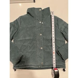 Hollister Puffer Jacket Green Women's Small Collared Zip Snap Pockets